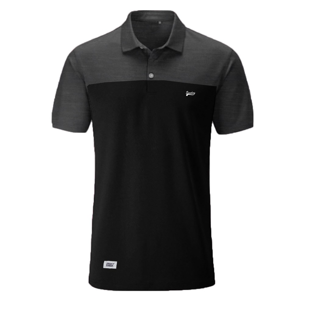 Polo Shirt / Kaos Kerah Pria Warna Kombinasi 2 Abu mix Hitam Slimfit
