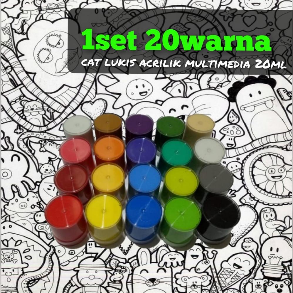 

((BISA COD)) 1set 20 warna cat lukis multymedia