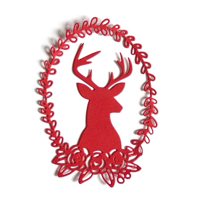 Cetakan Stensil Cutting Dies Motif Rusa Natal Bahan Metal Untuk Scrapbook / Craft DIY / Embossing