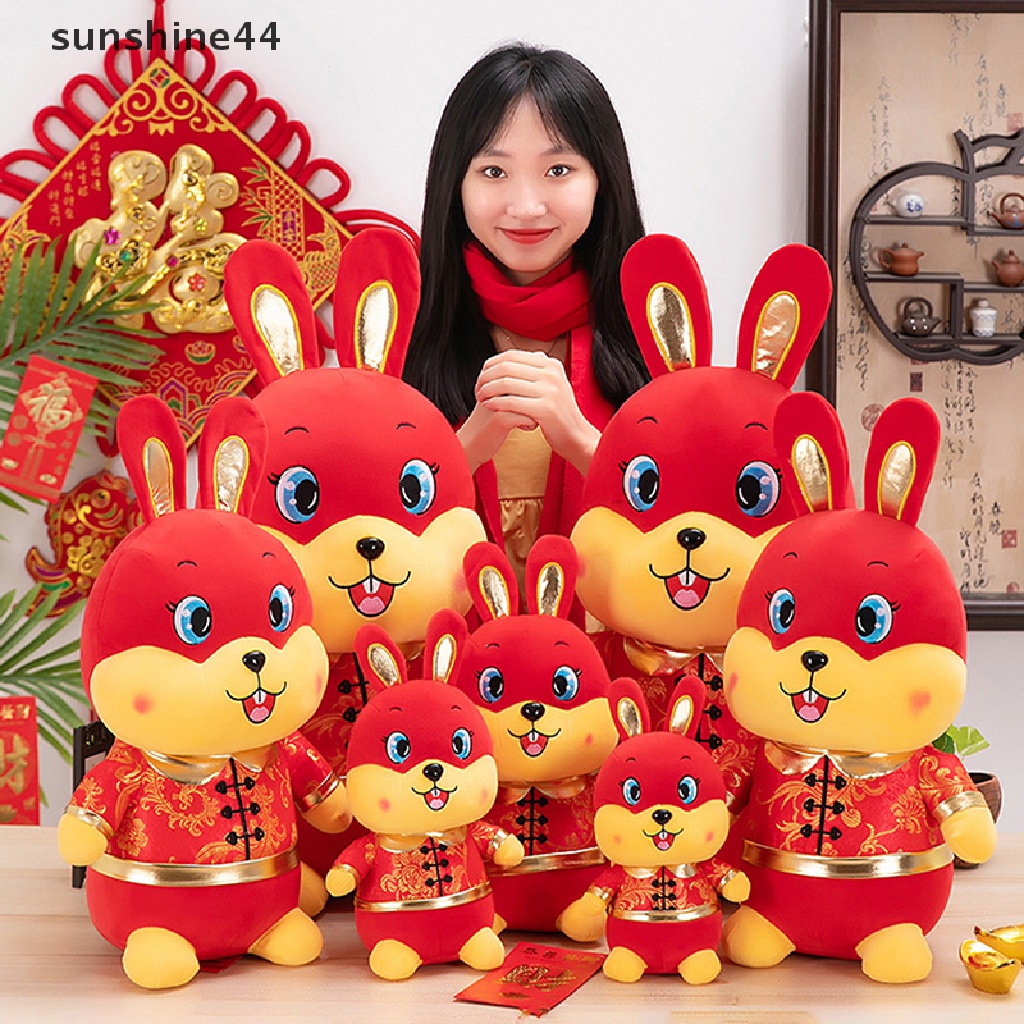 Sunshine 2023 Boneka Kelinci Keberuntungan Bahan Plush Gaya Cina Untuk Tahun Baru