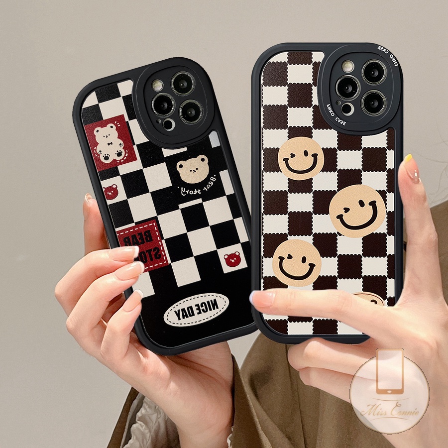 Luxury Kotak-Kotak Beruang Lucu Smiley Soft TPU Case Untuk Samsung A04s A04 A53 A12 A13 A04E A73 A03 A32 A50 A50s A30s A21s A51 A14 A22 A52 A20s A72 A11 A71 A10s A52s A03s A02s A23 A31 A30