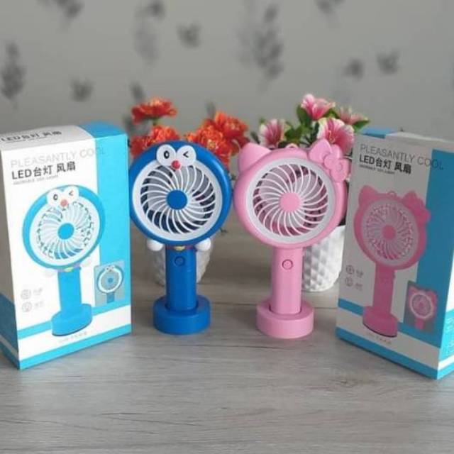 KIPAS ANGIN  GENGGAM / HANDY FAN STAND KARAKTER LED