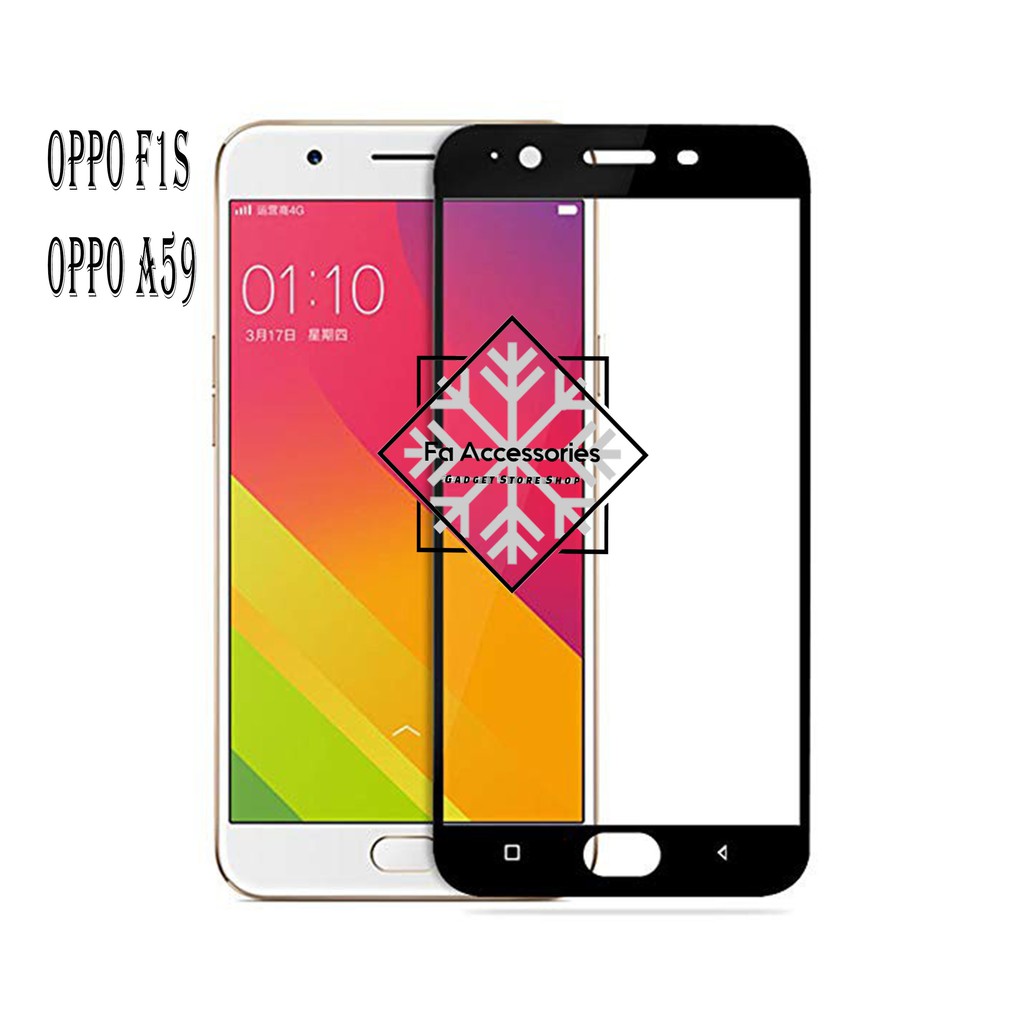 Tempered Glass 5D Full Lem OPPO F1S A59 HITAM/ PUTIH SCREEN GUARD FULL GLUE