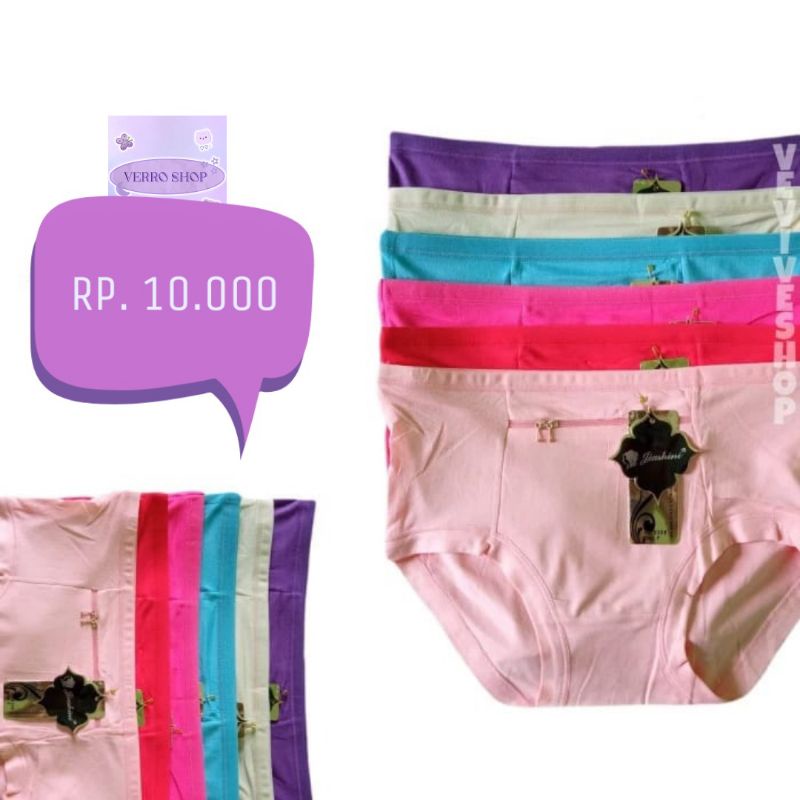 JIASHINI 8308 Celana Dalam Wanita Resleting Depan / Kantong Saku (1 pcs) All Size