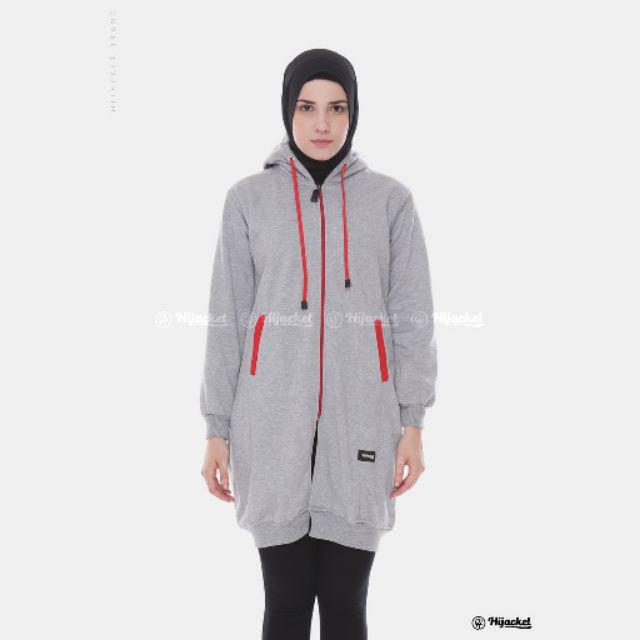 ⭐BUT 1 GET 2 GIFT⭐ HIJACKET® ORIGINAL BASIC GREY SERIES JAKET MUSLIMAH WANITA SYARI-GREY RED