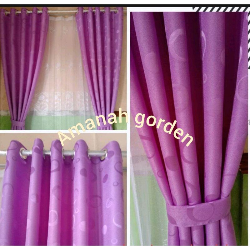 Tirai Pintu Jendela Bahan Embos Polkadot Warna Ungu Bisa Utuk Pintu Kamar Jendela Dapur Ruang Utama