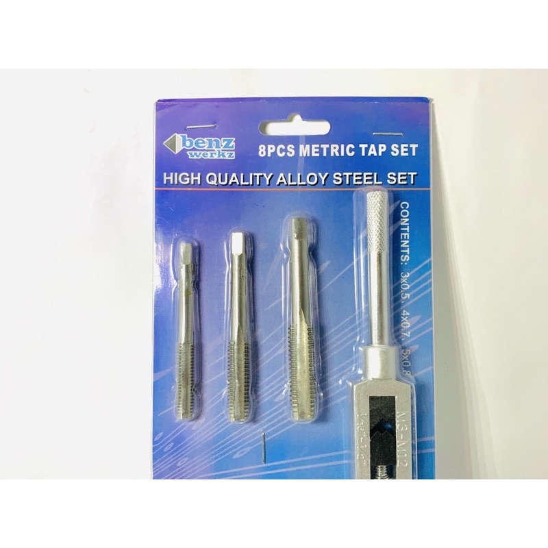 TAP DRAT Set 8 Pcs Alat Snei Drat Set Gagang Dan Tap Drat Tap and Dies Set Benz