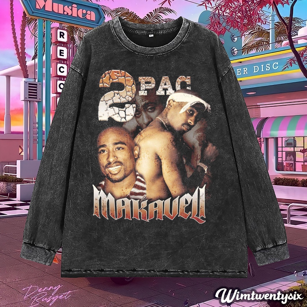longsleeve | kaos oversize | oversize washing | t-shirt oversized | tupac makaveli rap tee