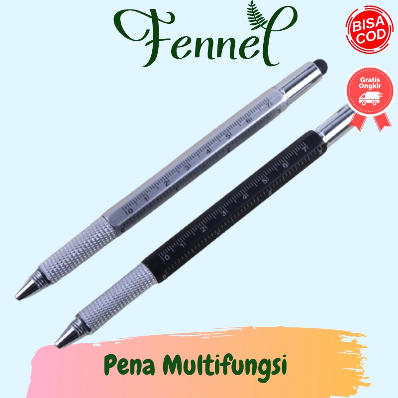 Ballpoint Pena Multifungsi Plastik Stylus Penggaris Level Obeng 9625