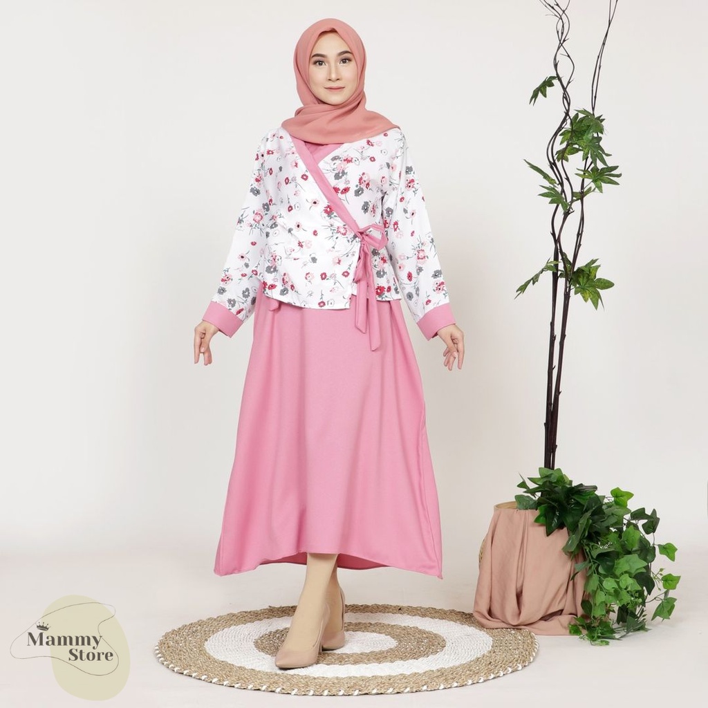 Flower dress hanbok busana muslimah set