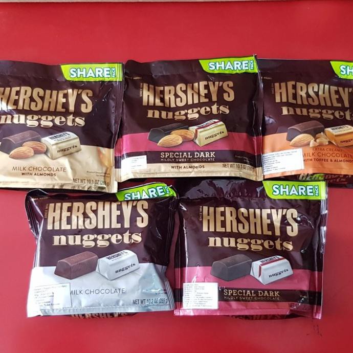 

TERLARIS HERSHEY NUGGETS COKLAT DARK/MILK DAN COKLAT DENGAN KACANG ALMOND USA - MILKCHOCOALMOND