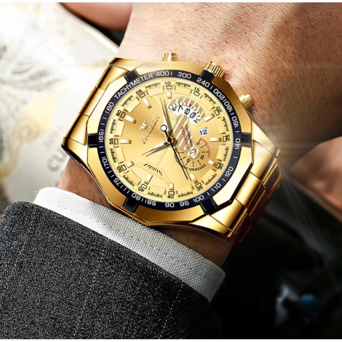 Jam Tangan Pria COD Terbaru Murah Fashion Keren Watch O8V6 Jam Tangan Pria FNGEEN S001 FULL GOLD ORI