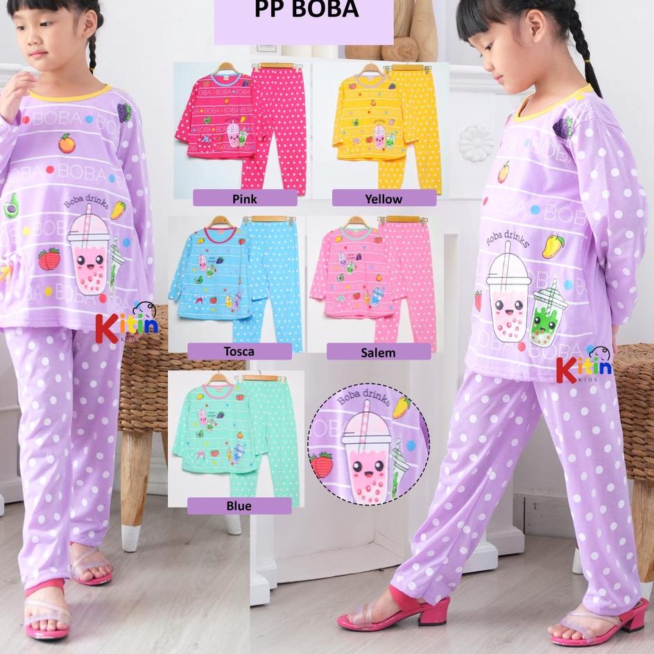 FN - SETELAN BAJU TIDUR DAN PIYAMA ANAK CEWEK/PEREMPUAN ABG JUMBO TANGGUNG 1-12 TAHUN MOTIF BOBA BUB