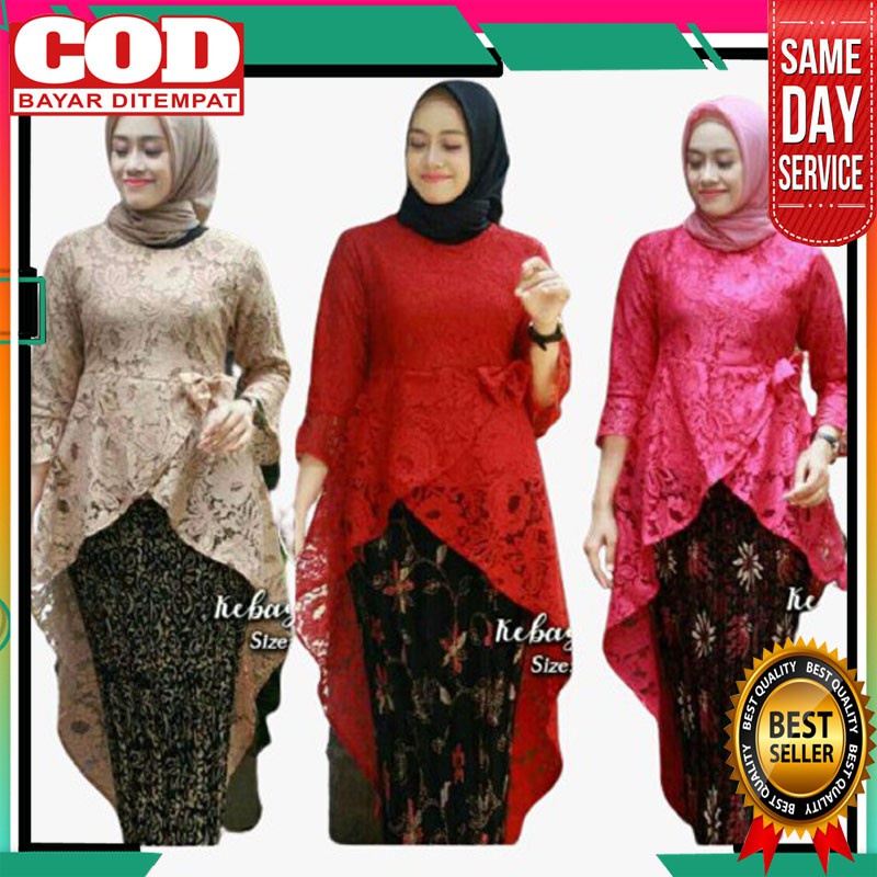 BISA COD SETELAN KEBAYA BROKAT SRIKANDI MODIS FASHION PAKAIAN PESTA KEBAYA