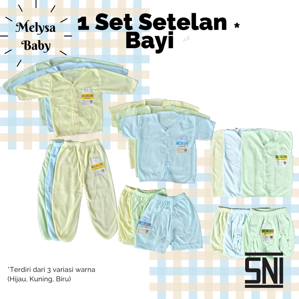 1 Set Setelan Bayi Polos | SNI | New Born