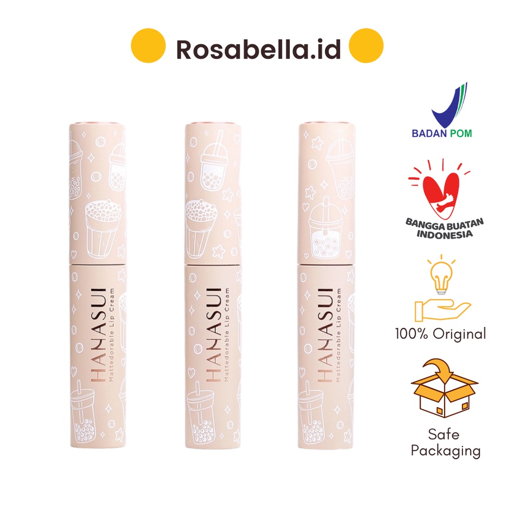 HANASUI Mattedorable Lip Cream Boba Edition (Forest Berry, Brown Sugar, Salted Caramel, Pink Lav, Cr