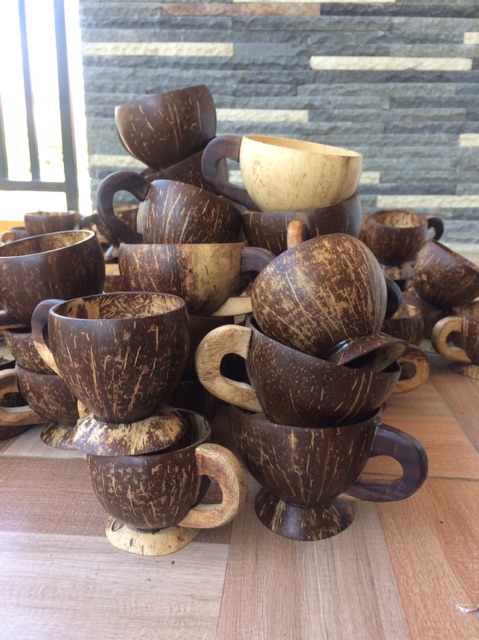 Cangkir gagang batok kelapa gelas batok kelapa tempurung kelapa klasik