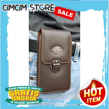 TAS KEKINIAN TERBARU TERMURAH / Dompet Sarung Tempat HP Pinggang Kulit Pria 1 & 2 Slot COD Bayar dit
