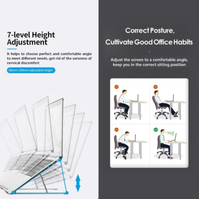 Laptop Stand Holder Portable Aluminium Multifungsi Anti Slip Untuk Laptop Notebook HLD01