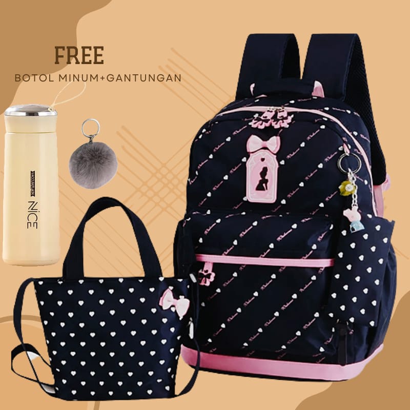 Tas Ransel My Bag Polos Terbaru 2021 FREE BOTOL MINUM/Tas Ransel Anak Remaja Kekinian Fashion Korea/ Tas Ransel Wanita Motif Kartun Kekinian Terbaru Tas Ransel Sekolah Remaja Murah[[BAYAR DI TEMPAT]]