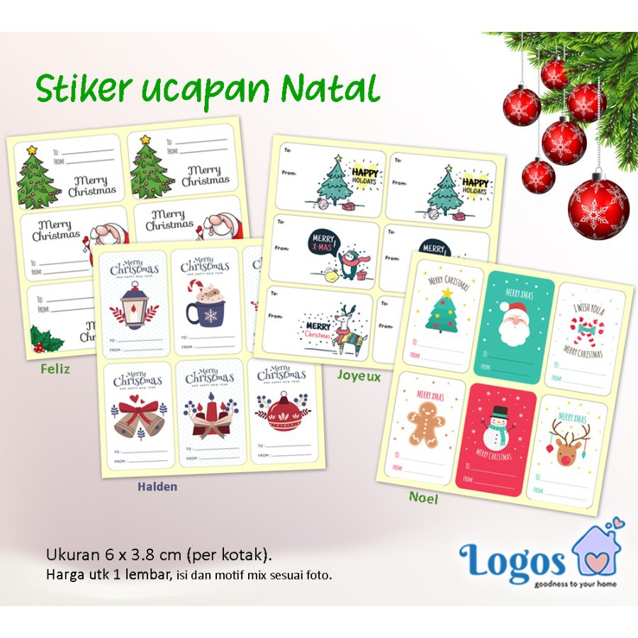 

Sticker Ucapan Natal Christmas Label to dan from Tempel Greeting Card