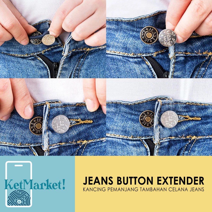 JEANS BUTTON EXTENDER - Kancing Metal Tambahan Pemanjang Pinggang Celana Jeans Sempit Button Expand