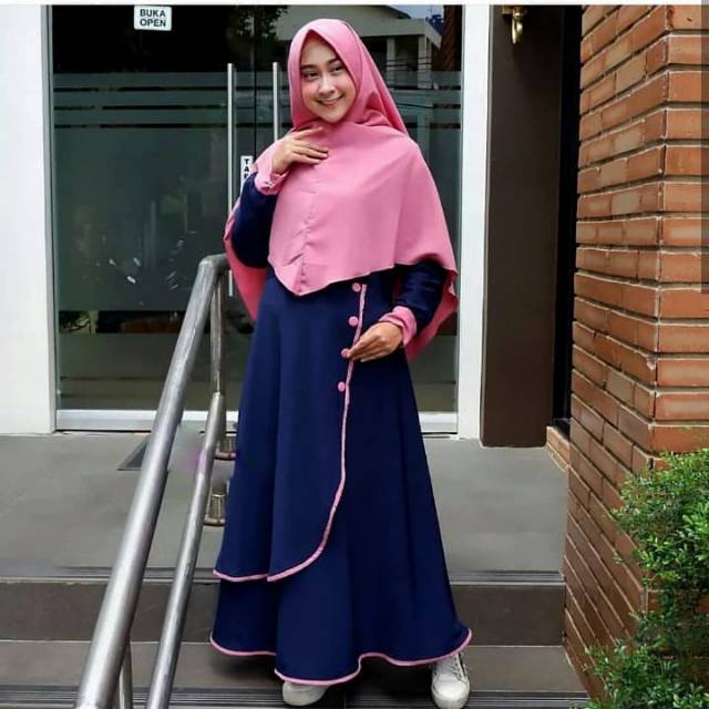 Ns FC Najibah Gamis Syari Putih Benhur Abu Toska Navy Maroon Hujan Muslim Modis