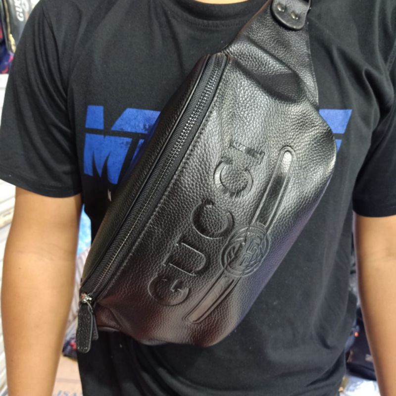 Waistbag Kulit asli Gu*ci Leather Belt Bag Import