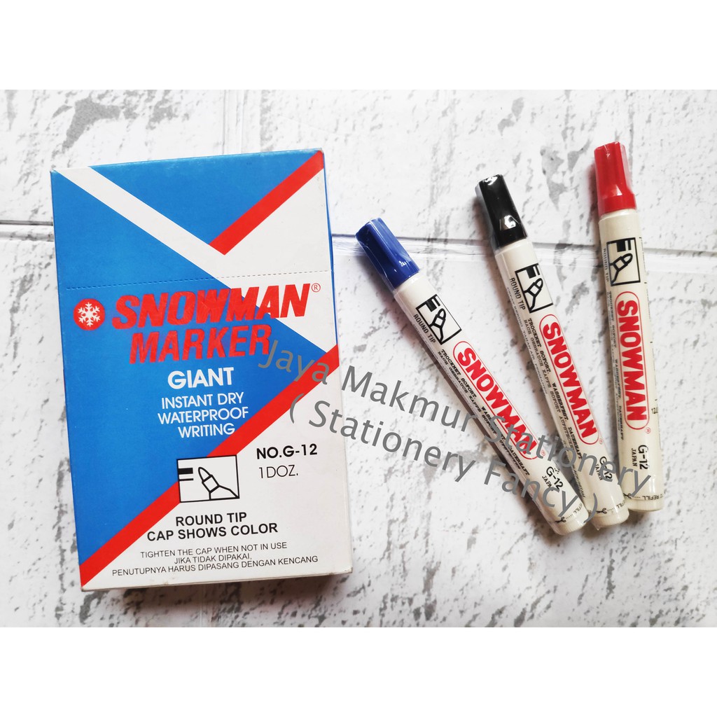 Spidol SNOWMAN Tinta permanent no. G-12 (Macam Warna)