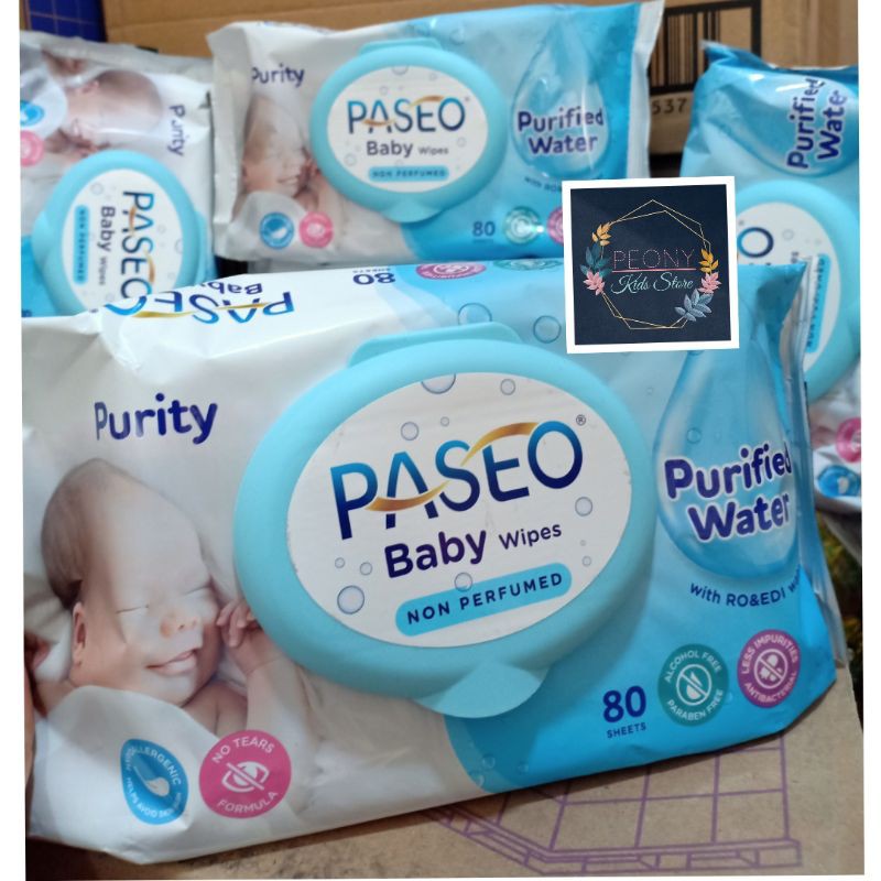 paseo purity baby wipes non perfumed 80s tisu tisue tissue basah bayi purified water 80 s