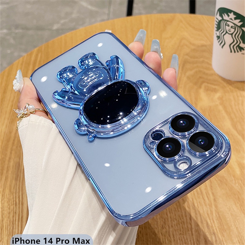 Stand Case Pelindung Lensa Kamera Transparan Untuk iPhone 14 Pro Max 13 12 11 Pro Max X XR Xs Max 7 8 Plus s