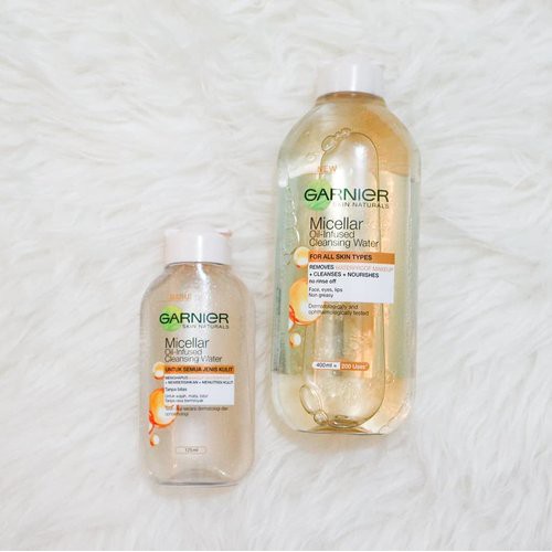 Garnier Micellar Water OIL INFUSED BIPHASE (Pembersih wajah &amp; Make Up Waterproof) 125 ml / 50ml 400 ml - Kuning Orange Micelar MakeUp Water proof