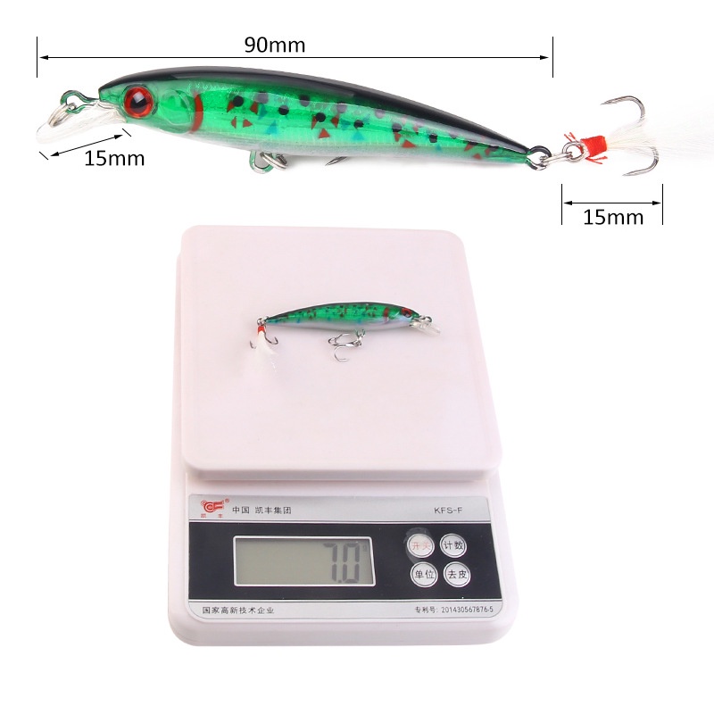 1pc Umpan Pancing Tiruan Bentuk Ikan Kecil 7.2g 85mm Dengan Bulu