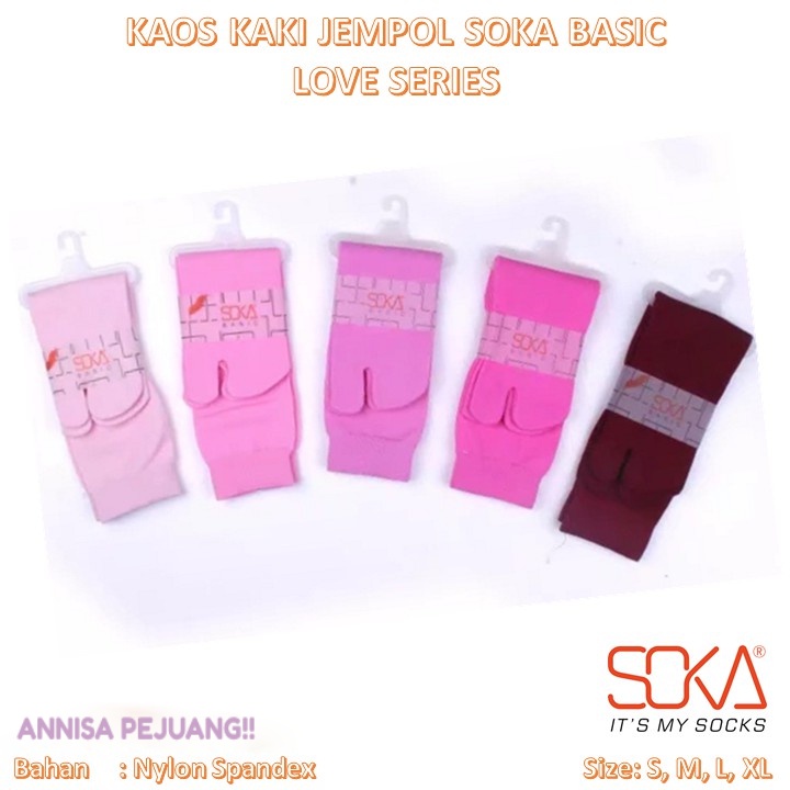 Soka Love Edition | Kaos Kaki Perempuan Basic Jempol Polos Wanita Muslimah - COD Kusuma Malang