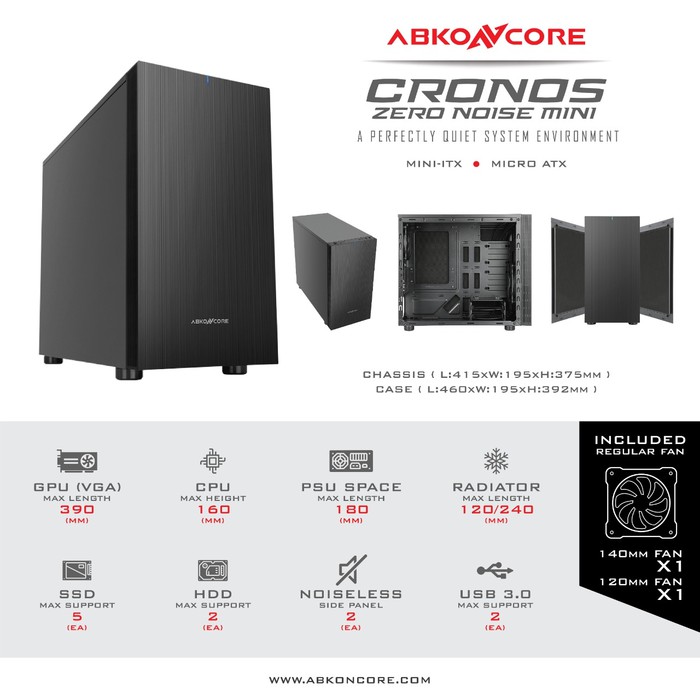 ABKONCORE CRONOS ZERO NOISE MINI PREMIUM GAMING MIDDLE ATX CASE