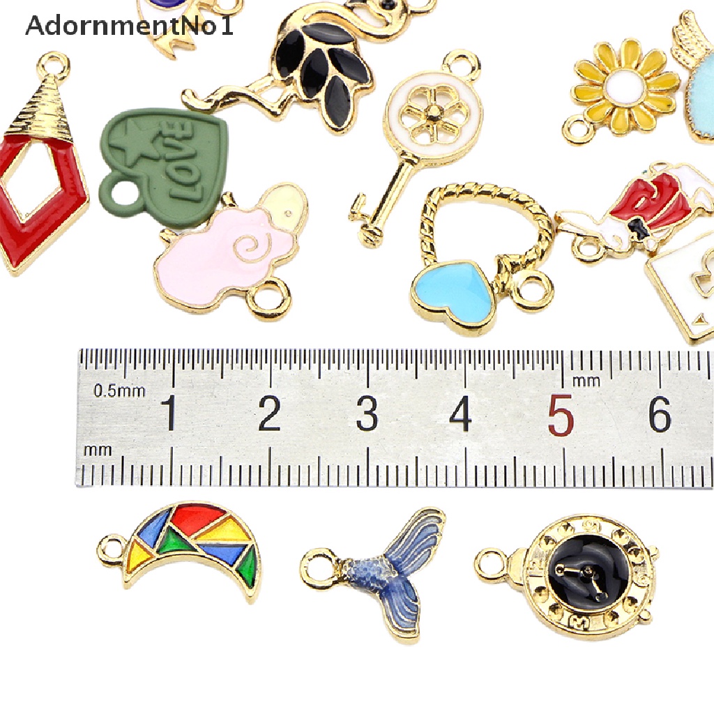 (AdornmentNo1) 30pcs / Set Charms / Liontin Enamel Gaya Campur Bahan Metal Untuk DIY Perhiasan