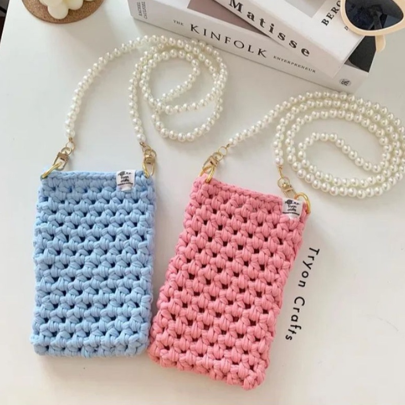 Tryon Phone Bag Macrame/Tas HP/ Tas Selempang Wanita/ BISA REQUEST WARNA BENANG DAN TALI.