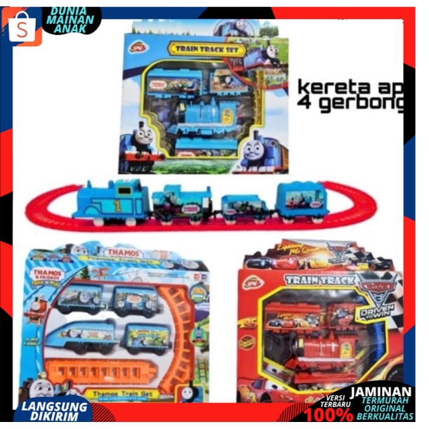 KERETA API SET MAINAN ANAK LENGKAP DENGAN REL / KERETA BATRAI KARAKTER KARTUN