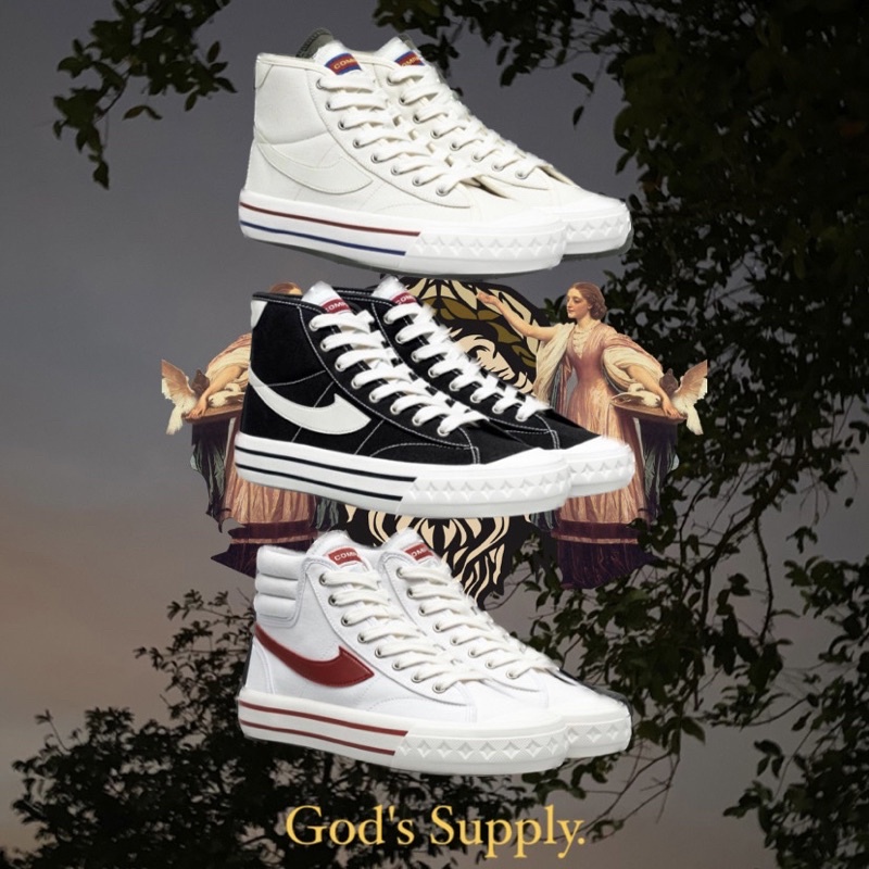 SEPATU COMPASS RETROGRADE HIGH BLACK WHITE / CREAM / WHITE RED HIGH – ORI – FULLSET – FULLSIZE 35-45