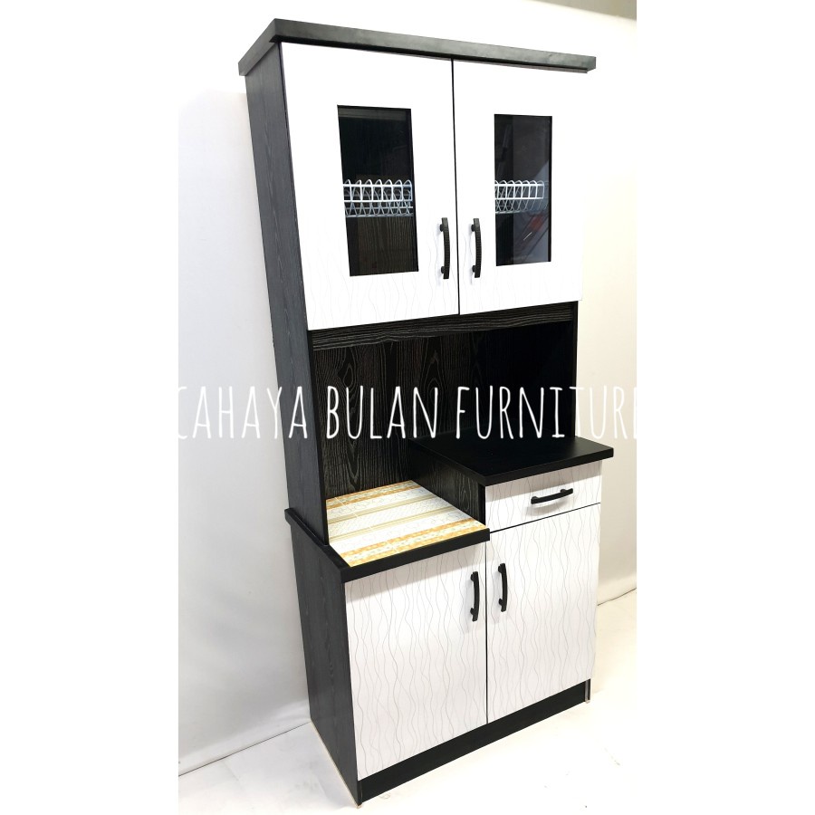 RAK PIRING DAPUR / LEMARI SAYUR KAYU 2 PINTU MINIMALIS BLACK WHITE