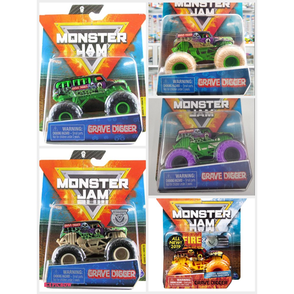 Monster Jam GRAVE DIGGER Series Skala 64 Terbaru 2020 Monster Trucks Spin Rippers Mobil Hot Wheels