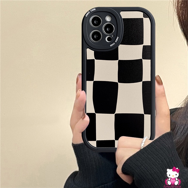Soft Case TPU Motif Kotak-Kotak Hitam Putih Untuk Xiaomi Redmi 10A 10C 9T 9 9C 9A 10 Redmi Note 11 9s 11s 8 10s 10 9pro 10pro Max Plus POCO M3 X3 Pro