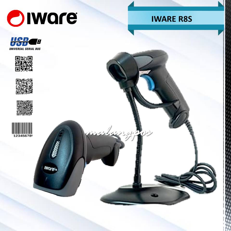 BARCODE SCANNER 1D &amp; 2D IWARE BS-R8S USB SCANNER E FAKTUR QR CODE GUDANG MINIMARKET