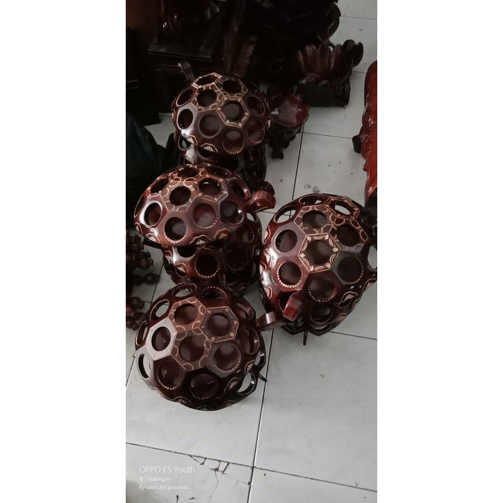 Tempat minuman aqua gelas kura kura kayu jati