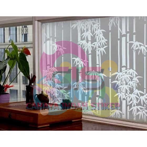 stiker kaca motif bambu