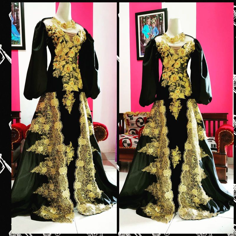 baju singer/baju penyanyi/dres singer/duyung hitam stelan bordir payet