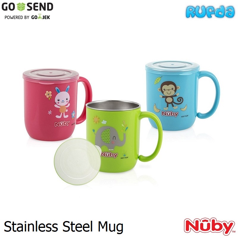 Nuby Stainless Steel Mug with Travel Lid Cangkir Minum Anak dg Tutup