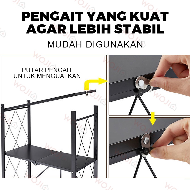 Rak Lipat Portable Tingkat Penyimpanan Dapur Serbaguna Tanpa Instalasi