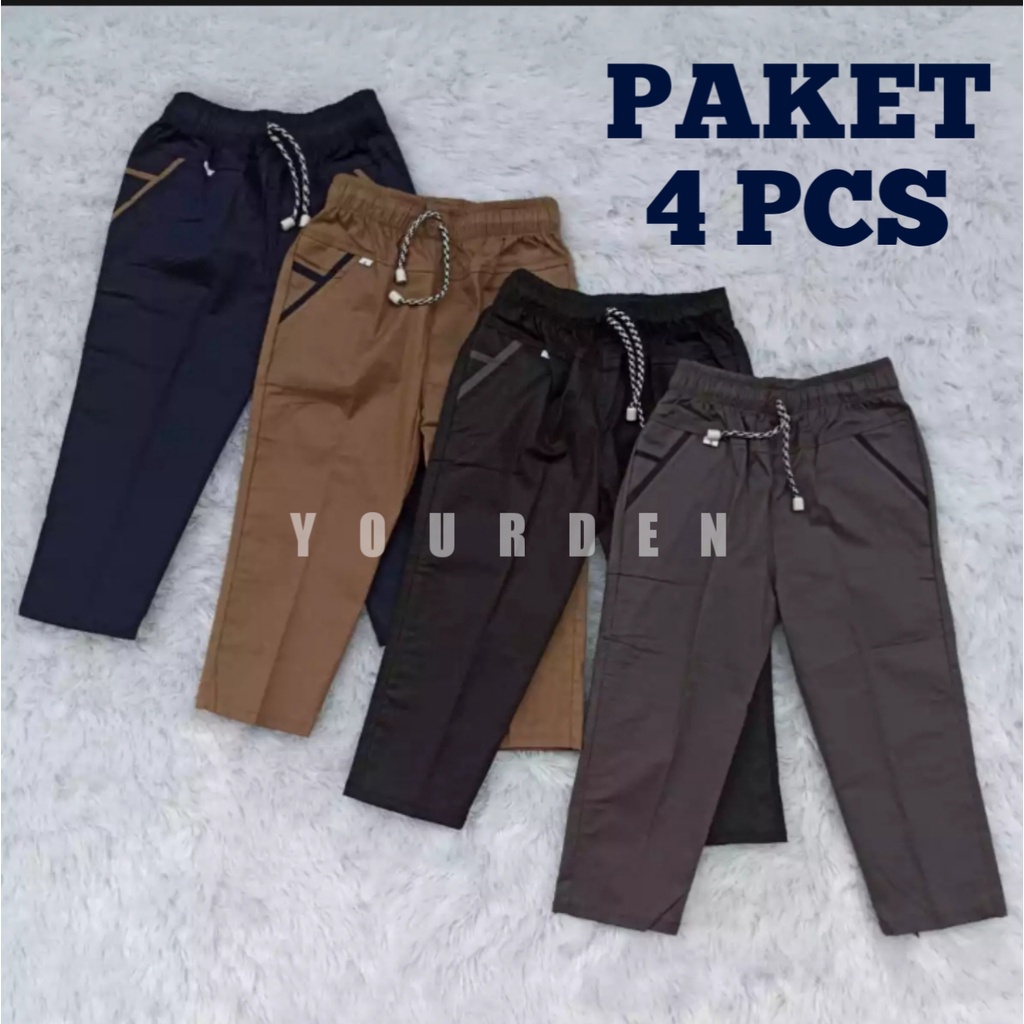 Yourden / 4PCS celana chino panjang untuk anak laki-laki umur 1-7 tahun