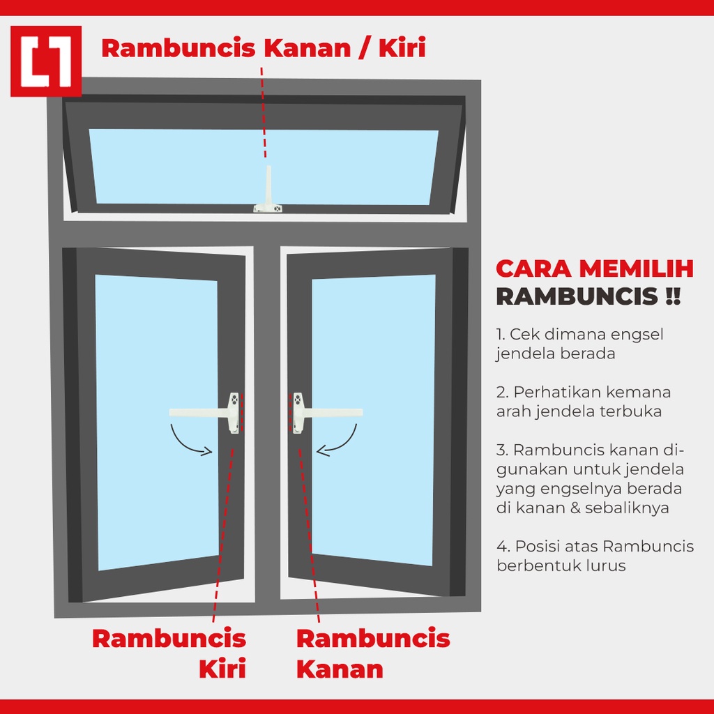 Rambuncis Handle Jendela Aluminium Window 55 - Weldom